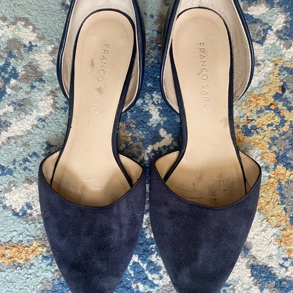 Franco Sarto Shoes - Franco Sarto Women's Navy Suede D’Orsay Flats, size 7